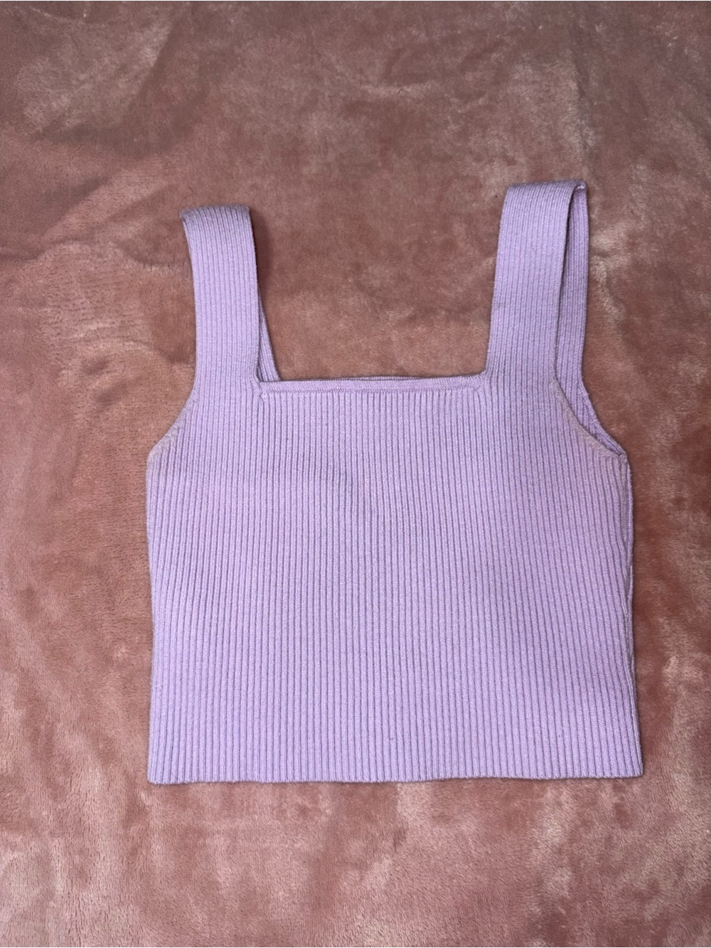 SHEIN Lavender Ribbed Square-Neck Crop Tank